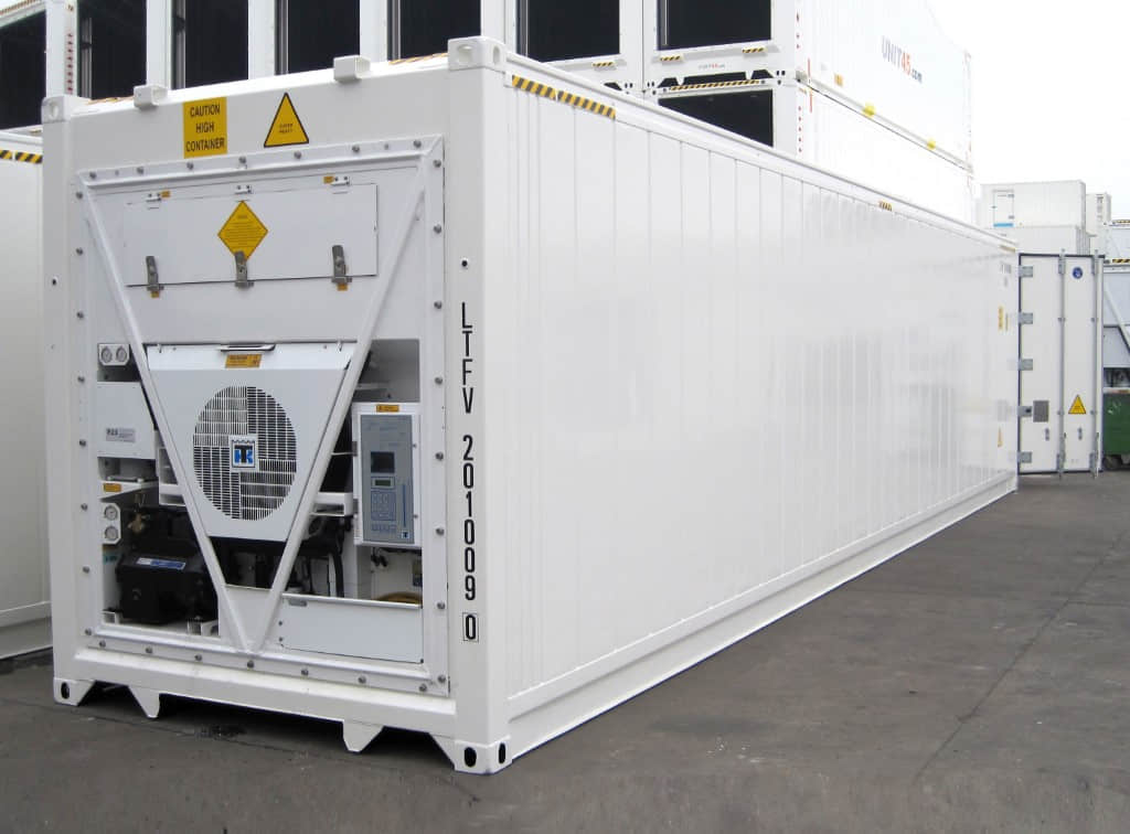 Refrigerated container reefer unit for climate controlled storage